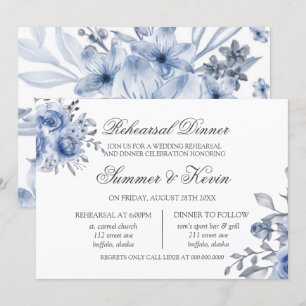 Invitation Dusty Blue et Grey Peony Party