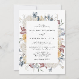 Invitation Dusty Blue et Mauve Fleur sauvage Meadow Mariage