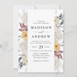 Invitation Dusty Blue et Mauve Fleur sauvage Meadow Mariage