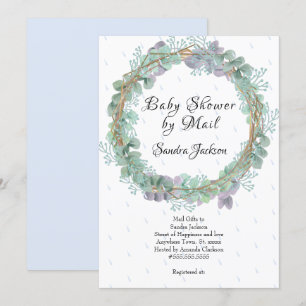 Invitation Dusty Blue Eucalyptus Baby shower garçon par courr