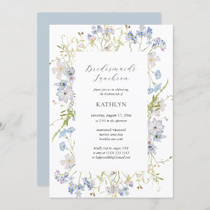 Invitation Dusty Blue Fleur sauvage Moderne Bridesmaitres Déj