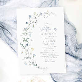 Invitation Dusty Blue Fleur sauvage Rustic Boho Baby shower