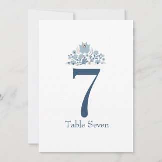 Invitation Dusty Blue Floral Custom Table Number