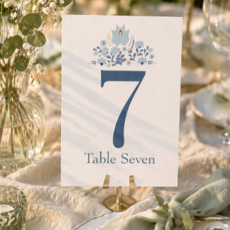Invitation Dusty Blue Floral Custom Table Number