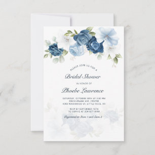 Invitation Dusty Blue Floral Fête des mariées de verdure