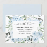 Dusty Blue Floral Green Enregistrer la date