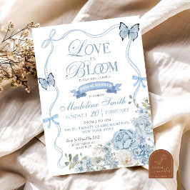 Invitation Dusty Blue Floral Love in Bloom Fête des mariées