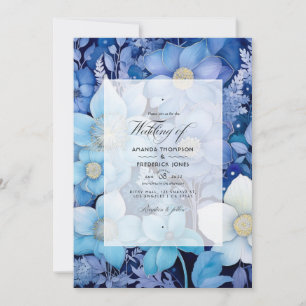 Invitation Dusty Blue Floral Mariage