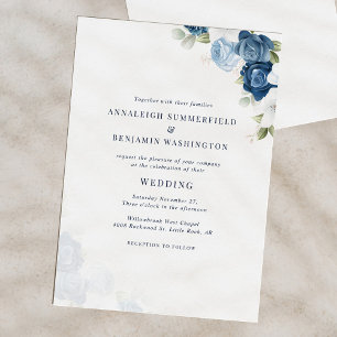Invitation Dusty Blue Floral Mariage