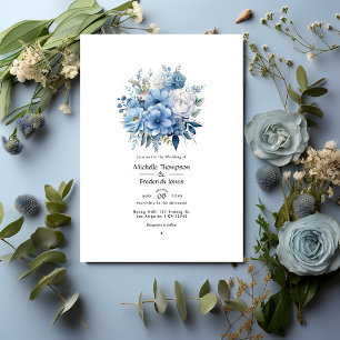 Invitation Dusty Blue Floral Mariage