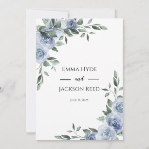 Invitation Dusty Blue Floral Mariage