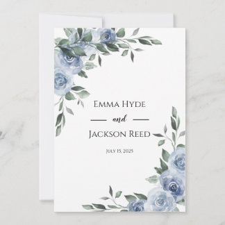 Invitation Dusty Blue Floral Mariage