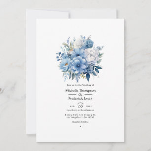 Invitation Dusty Blue Floral Mariage