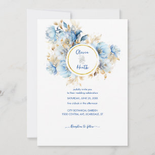 Invitation Dusty Blue Floral Mariage or