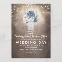 Dusty Blue Floral Mason Jar Mariage campagnard rus