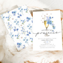 Dusty Blue Floral Pearls & Prosecco Fête des marié