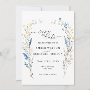 Invitation Dusty Blue Floral Wreath Wedding Enregistrer La Da