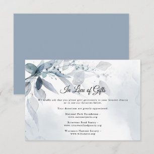 Invitation Dusty Blue Foliage Aquarelle Demande cadeau 2