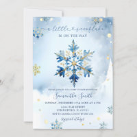 Dusty Blue Gold Hiver Snowflake Baby shower