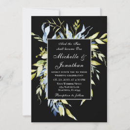 Invitation Dusty Blue Green sur le Mariage chrétien noir