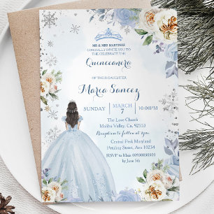 Invitation Dusty Blue hiver saison Floral Mis Quince Invitati