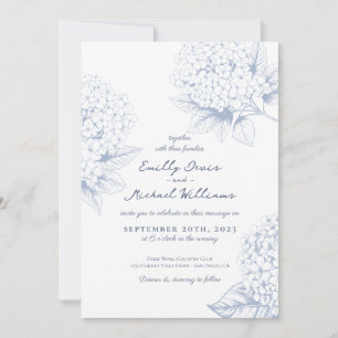 Invitation Dusty Blue Hydrangea Floral Mariage