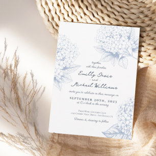 Invitation Dusty Blue Hydrangea Floral Mariage