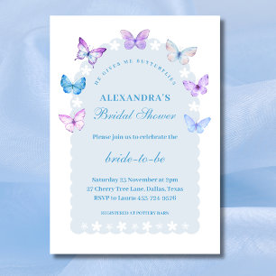 Invitation Dusty Blue, Il me donne Fête des mariées aux papil