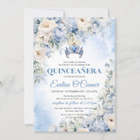 Dusty Blue & Ivory Flowers couronne bleue Quinceañ