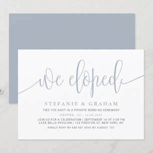 Invitation Dusty Blue Joli Mariage de calligraphie Elopement