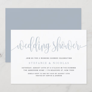 Invitation Dusty Blue Joli Wedding shower de calligraphie