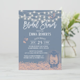 Invitation Dusty Blue Lantern & Baby's Breath Fête des mariée