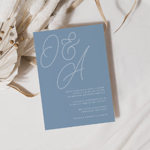 Invitation Dusty Blue   Mariage de monogramme de filigrane de