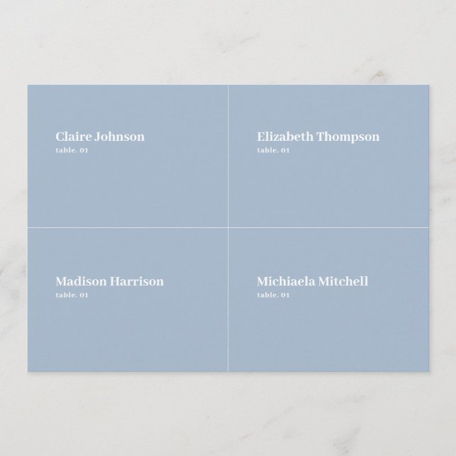 Invitation Dusty Blue Mariage Place Card do-it-yourself (Devant)