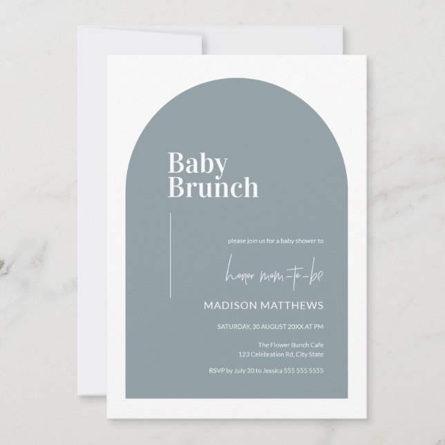 Invitation Dusty Blue Minimal Arch Baby shower de Brunch bébé (Devant)