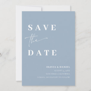Invitation Dusty Blue Minimalist Elegant Photo Enregistrer la
