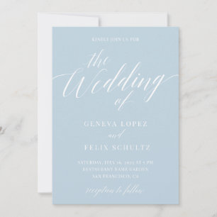 Invitation Dusty Blue Moderne Élégante Calligraphie Mariage I