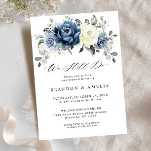 Invitation Dusty Blue Navy Champagne Ivory Floral Nous le fai