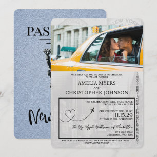 Invitation Dusty Blue New York City Passport Mariage