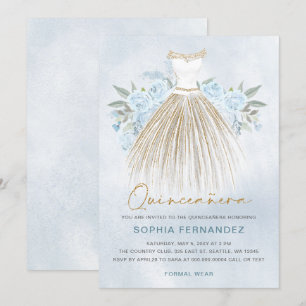 Invitation Dusty Blue or parties scintillant Floral Robe Quin