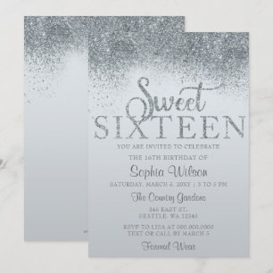 Invitation Dusty Blue Parties scintillant étincelante doux 16
