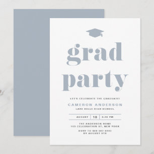 Invitation Dusty Blue Retro Bold Typographie Parti de graduat