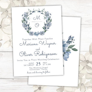 Invitation Dusty Blue Romantic Floral Mariage