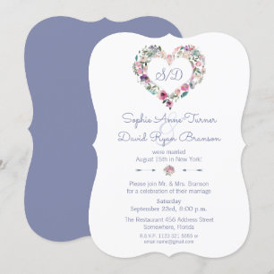 Invitation Dusty Blue Rose Floral Soirée De Mariage Réception