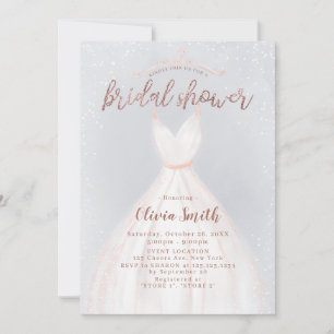 Invitation Dusty Blue Rose Gold Élégante robe Fête des mariée