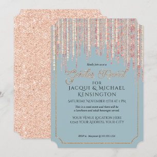 Invitation Dusty Blue Rose Gold Parties scintillant Fringe Ge