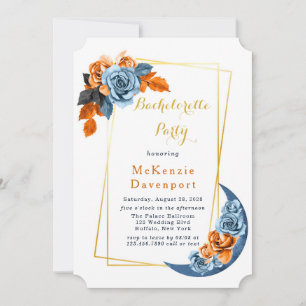 Invitation Dusty Blue & Rusty Peony Floral Bachelorette Party
