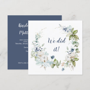 Invitation Dusty Blue Sage Green Winter Floral Réception Seul