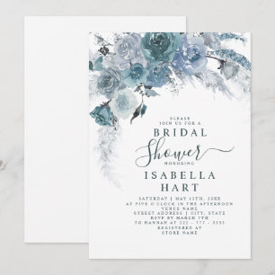 Invitation Dusty Blue Slate Boho Pampas Fête des mariées flor
