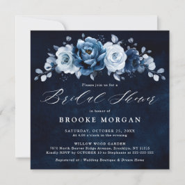 Invitation Dusty Blue Slate Navy Botanical Fête des mariées I